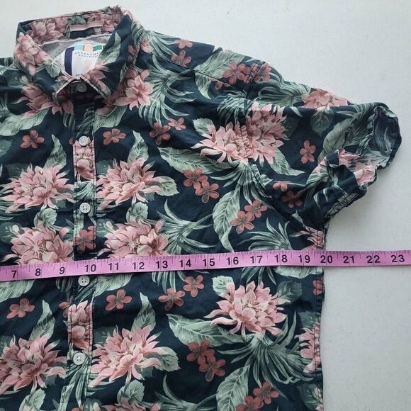 Cactus Man Ricky Singh Mens Size Medium Floral Button Down Shirt Green Pink - Picture 6 of 7